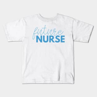 Blue Future Nurse with Thin Script Kids T-Shirt